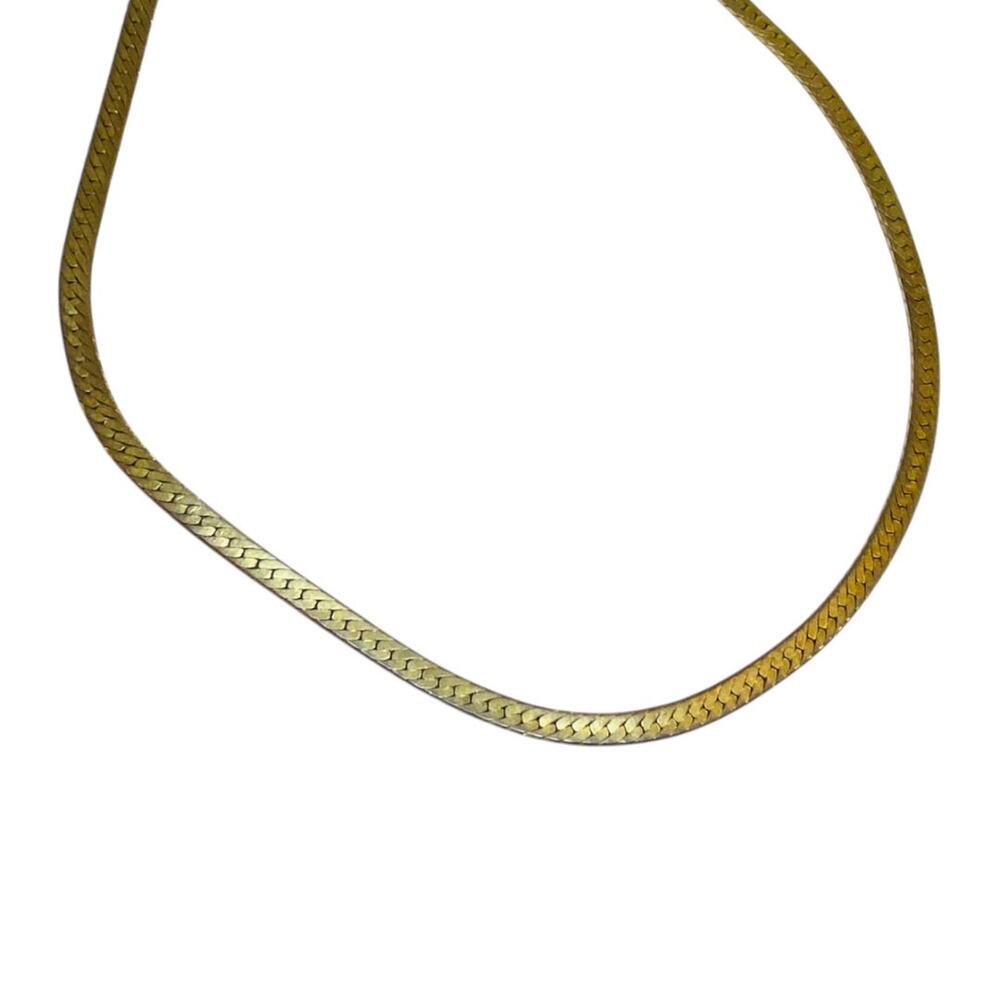Vintage Goltone Herringbone 18 Inch Chain Necklace Lobster‎ Clasp 5mm